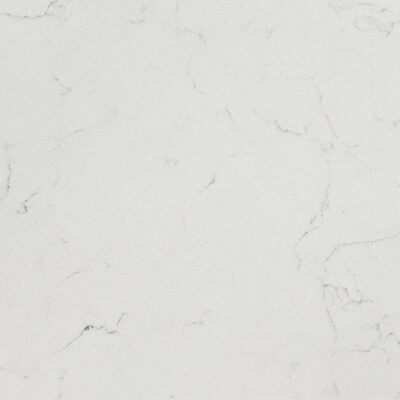 White marble surface with subtle grey veining and a smooth, clean appearance.