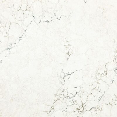 White marble surface with light gray and beige veining patterns.