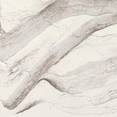 Abstract pattern of wavy, gray and beige marble-like lines with cracked texture on a light background.