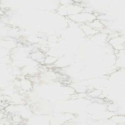 White marble surface with light gray and beige veining patterns throughout.