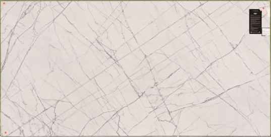 White marble slab with fine, irregular gray veining running diagonally across the surface.