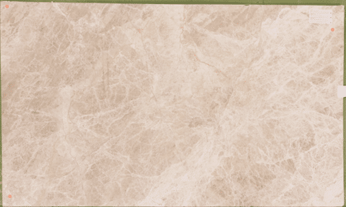 Emperador Light 2cm A large beige marble slab with light veining and a smooth, polished surface.